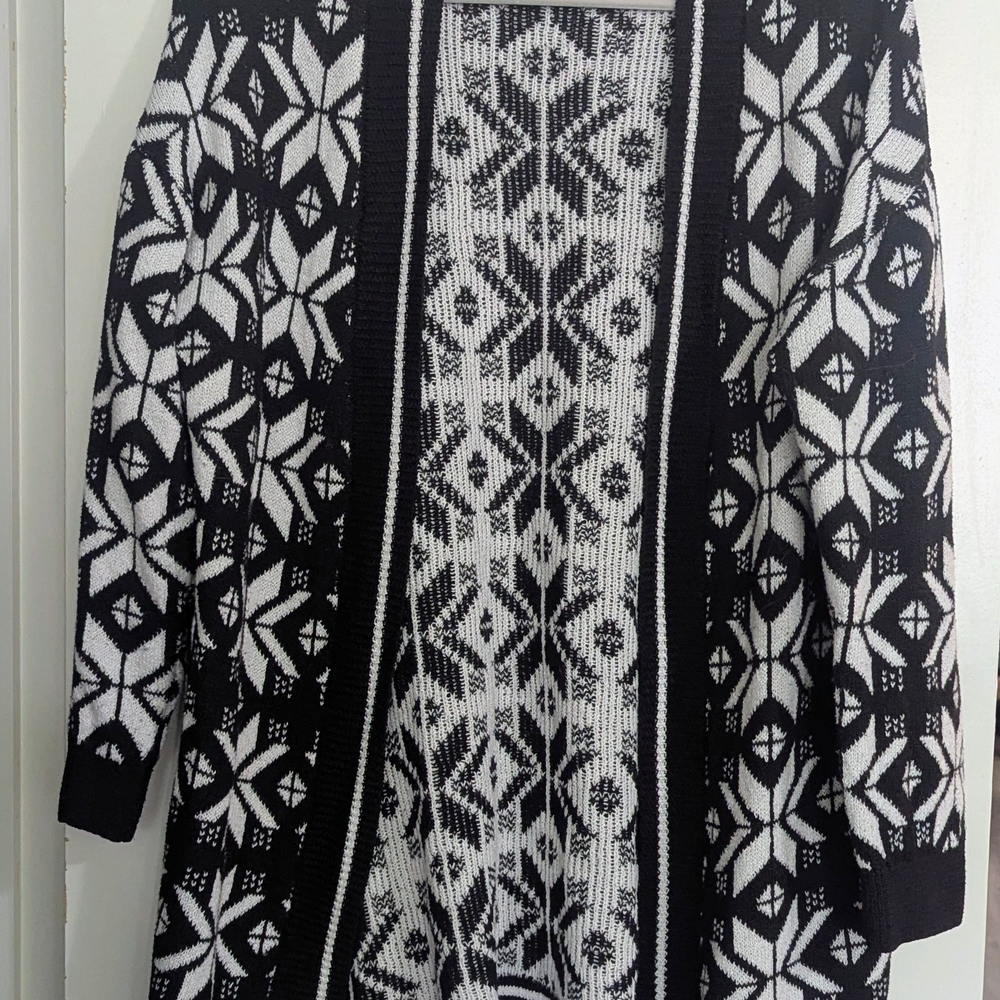 Maurices Black and White Nordic Cardigan